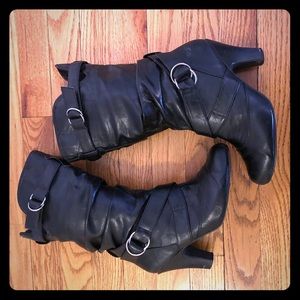 Black Faux Leather Boots